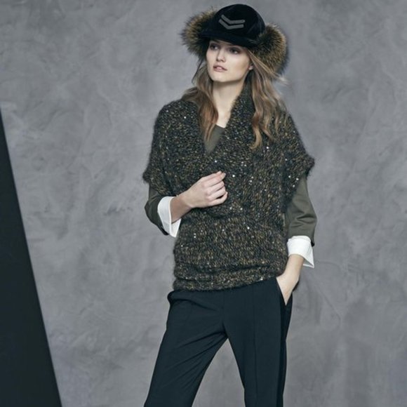 $3650 BRUNELLO CUCINELLI MOHAIR BLEND SEQUIN HEAVY KNIT SWEATER 2017 FALL XS